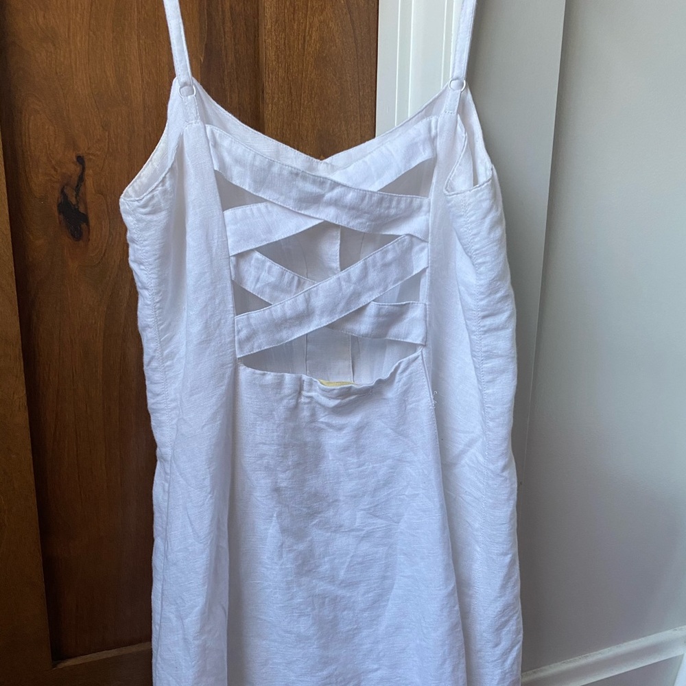 UO White Linen Button Down Dress